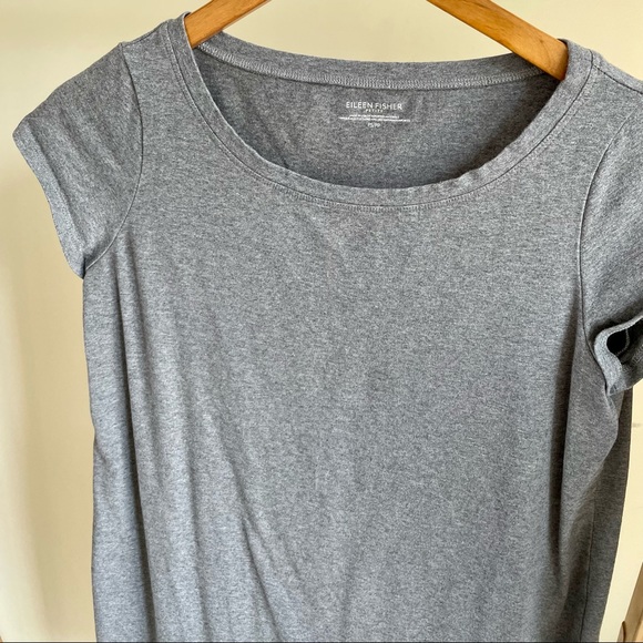 Eileen Fisher Organic Rounded Hem Tshirt Dress in Gray - Petite Small - Picture 2 of 3